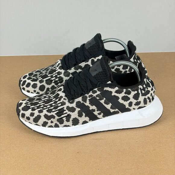 Adidas Swift Run Leopard Print Athletic Shoes Womens 7.5 Cream Black Low Top - Picture 10 of 10